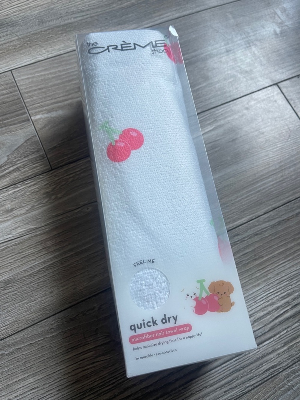Quick Dry Microfiber Hair Towel Wrap - White with Pink Cherry